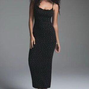 SKIMS Onyx Rosebud Print Fits Everybody Lace Long Dress S NWT